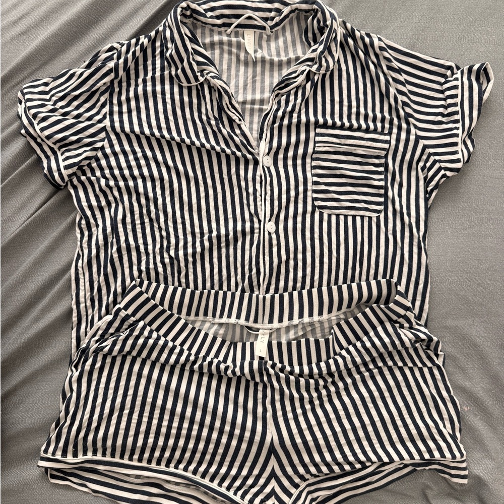 Lively Navy and White Striped Lounge Set